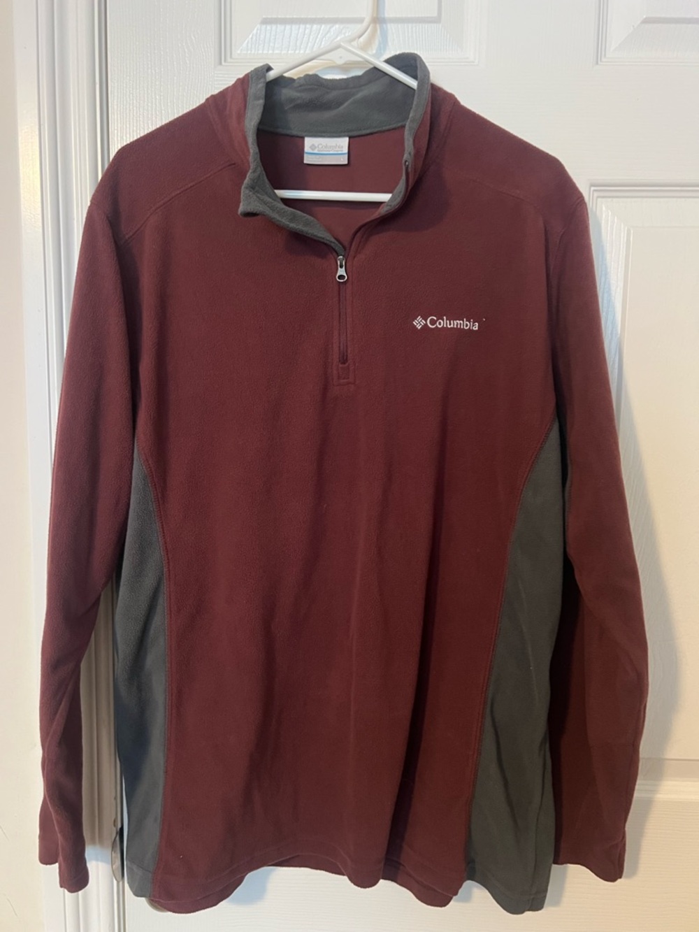 Columbia Burgundy and Gray Half-Zip Fleece Pullover
